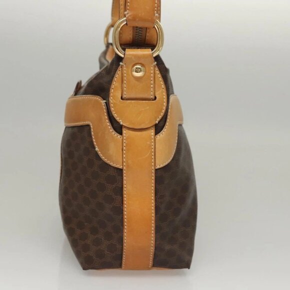 CELINE Macadam Canvas Shoulder Bag PVC Leather Brown Gold Auth 117957 - Picture 6 of 16